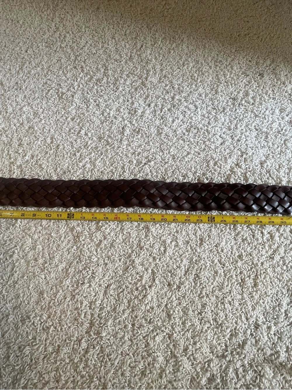 Club Monaco Wide Brown Woven Leather Belt Chunky